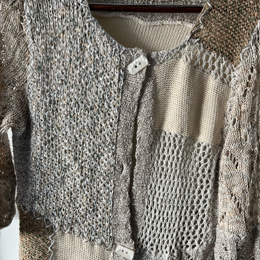 Anthropologie Curio Patchwork Button Front Knit C… - image 6